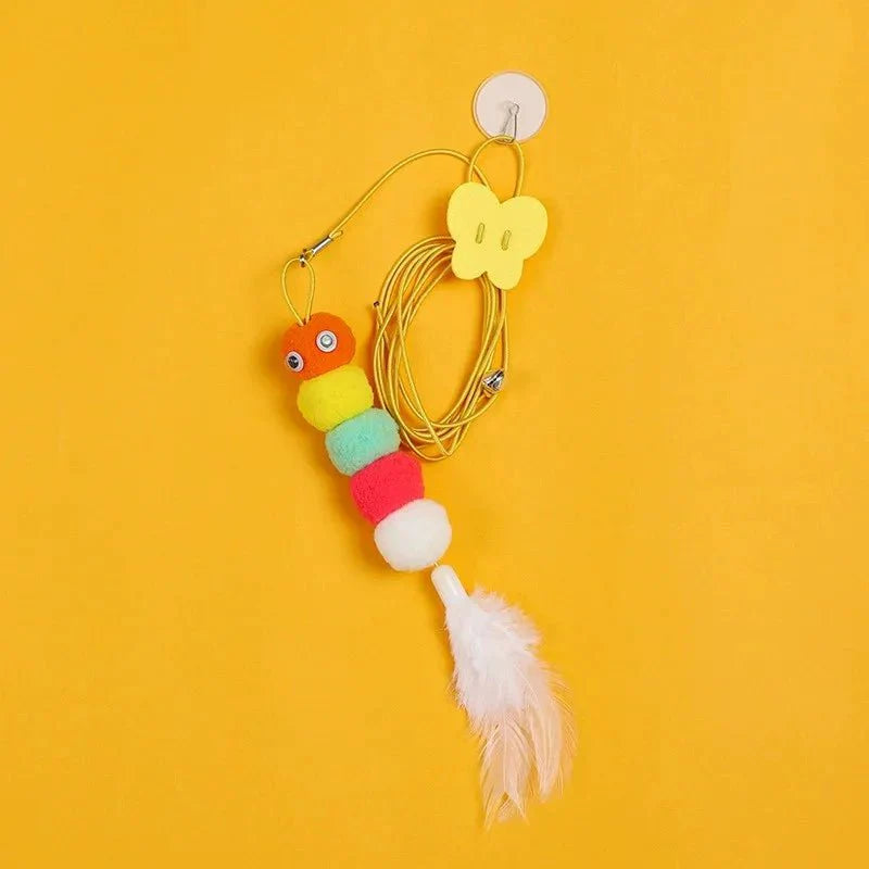 Interactive Hanging Cat Toy – Feather and Rope Teaser