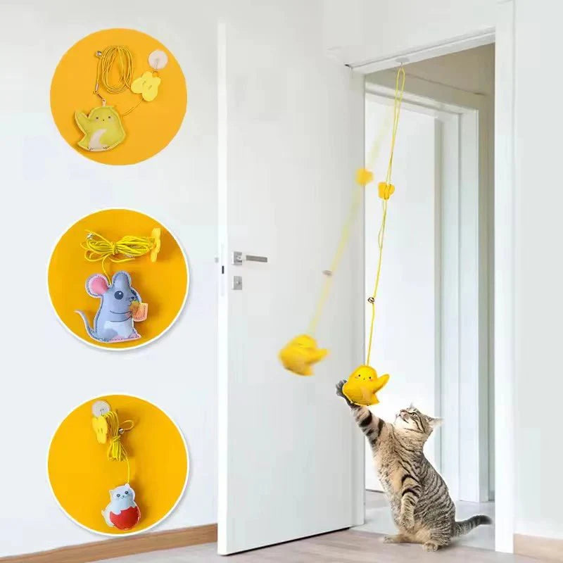 Interactive Hanging Cat Toy – Feather and Rope Teaser
