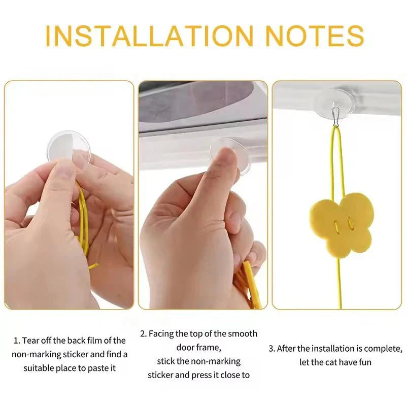 Interactive Hanging Cat Toy – Feather and Rope Teaser