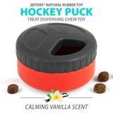 Jeffers Red Hockey Puck Natural Rubber Treat Dispensing Dental Dog Chew Toy