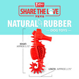 Jeffers Red Seahorse Natural Rubber Dog Chew Toy with Vanilla Scent and Textured Ridges for Dental Health