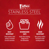 Jeffers Pet Embossed No-Tip Anti-Skid Stainless Steel Pet Bowls for Dogs, Cats, Puppies, Kittens – Rubber Base, Food & Water Feeding Dish for Home, Travel, Camping, Kennel