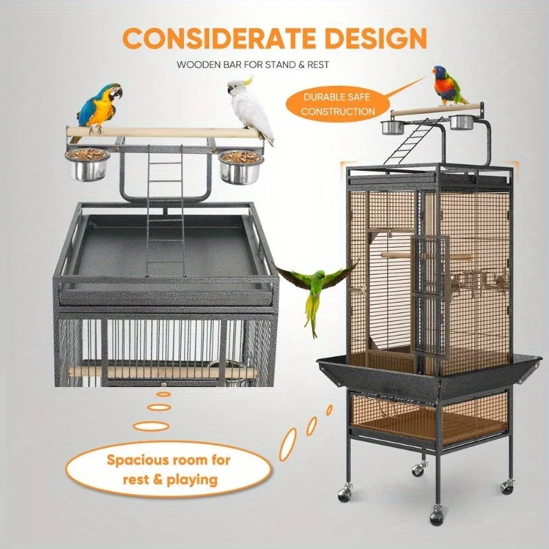 DecorBites™ Large 61" Bird Cage - Non-Toxic Steel, Easy Assembly