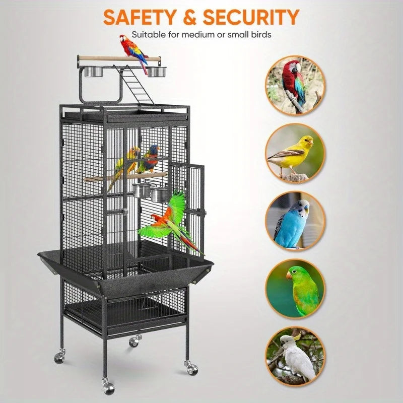 DecorBites™ Large 61" Bird Cage - Non-Toxic Steel, Easy Assembly
