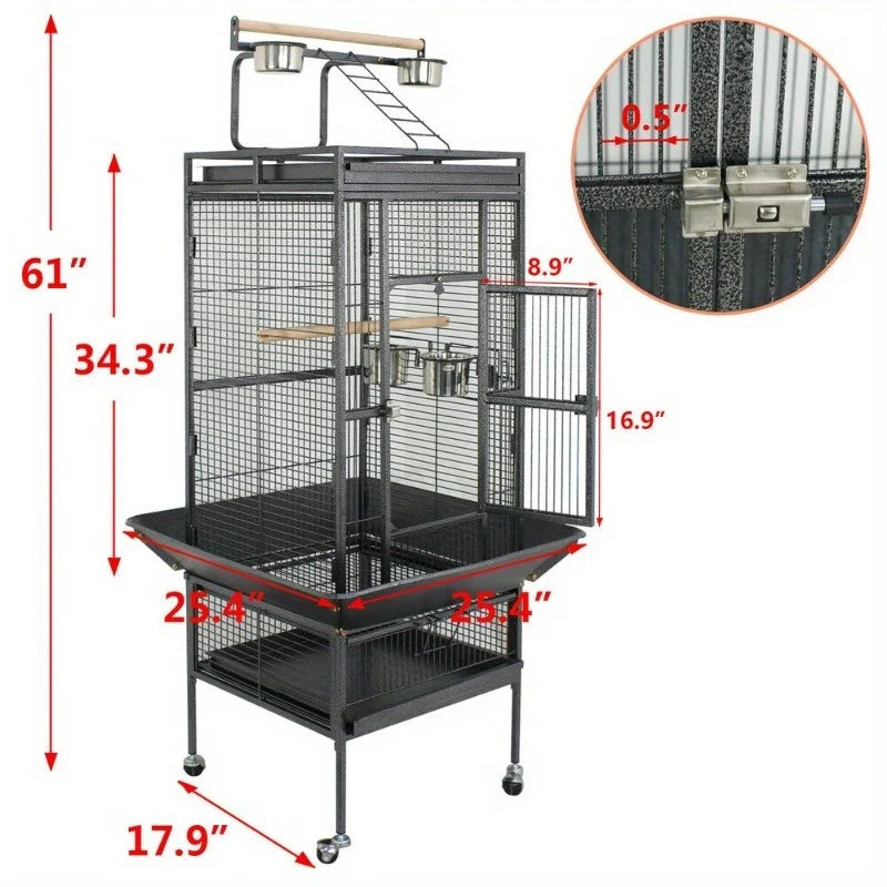 DecorBites™ Large 61" Bird Cage - Non-Toxic Steel, Easy Assembly
