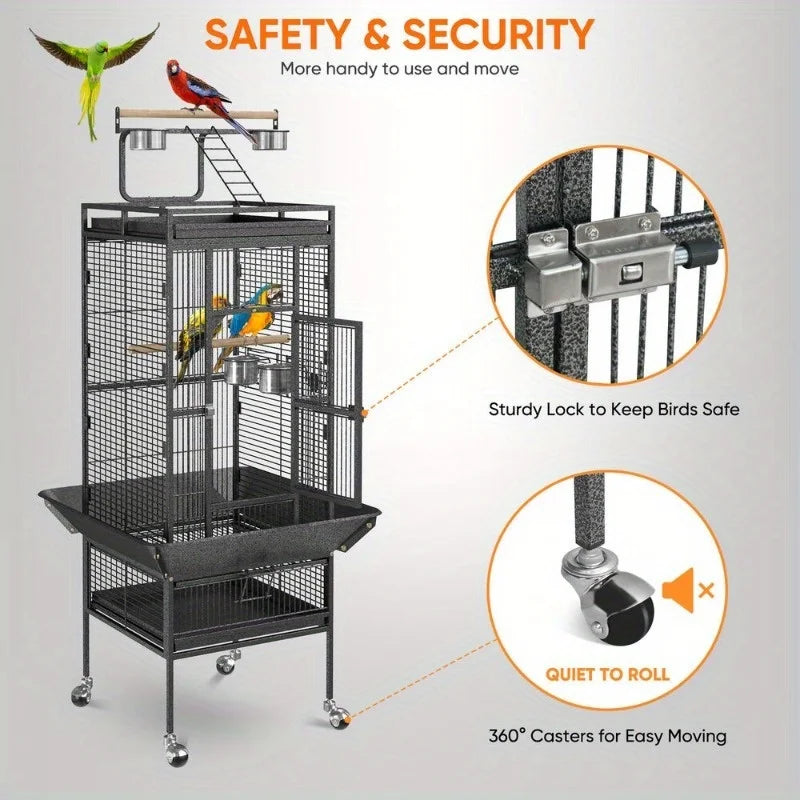DecorBites™ Large 61" Bird Cage - Non-Toxic Steel, Easy Assembly