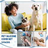 Baderke 3 Pcs Cat Tongue Comb Silicone Brush Kit Soft Massage Red
