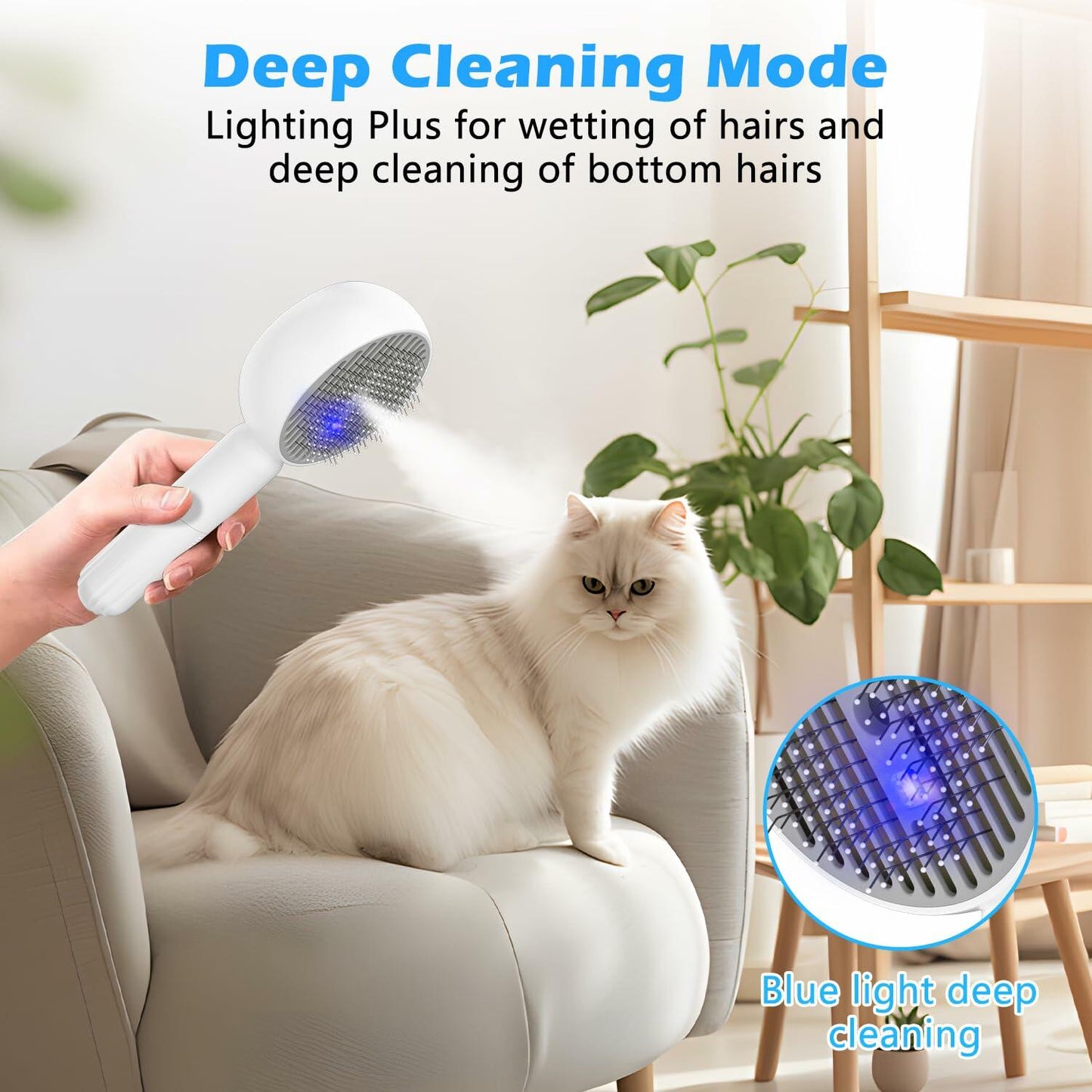 ALAFLY 4-in-1 Cat Steam Brush Grooming Comb Shedding Massage Gray