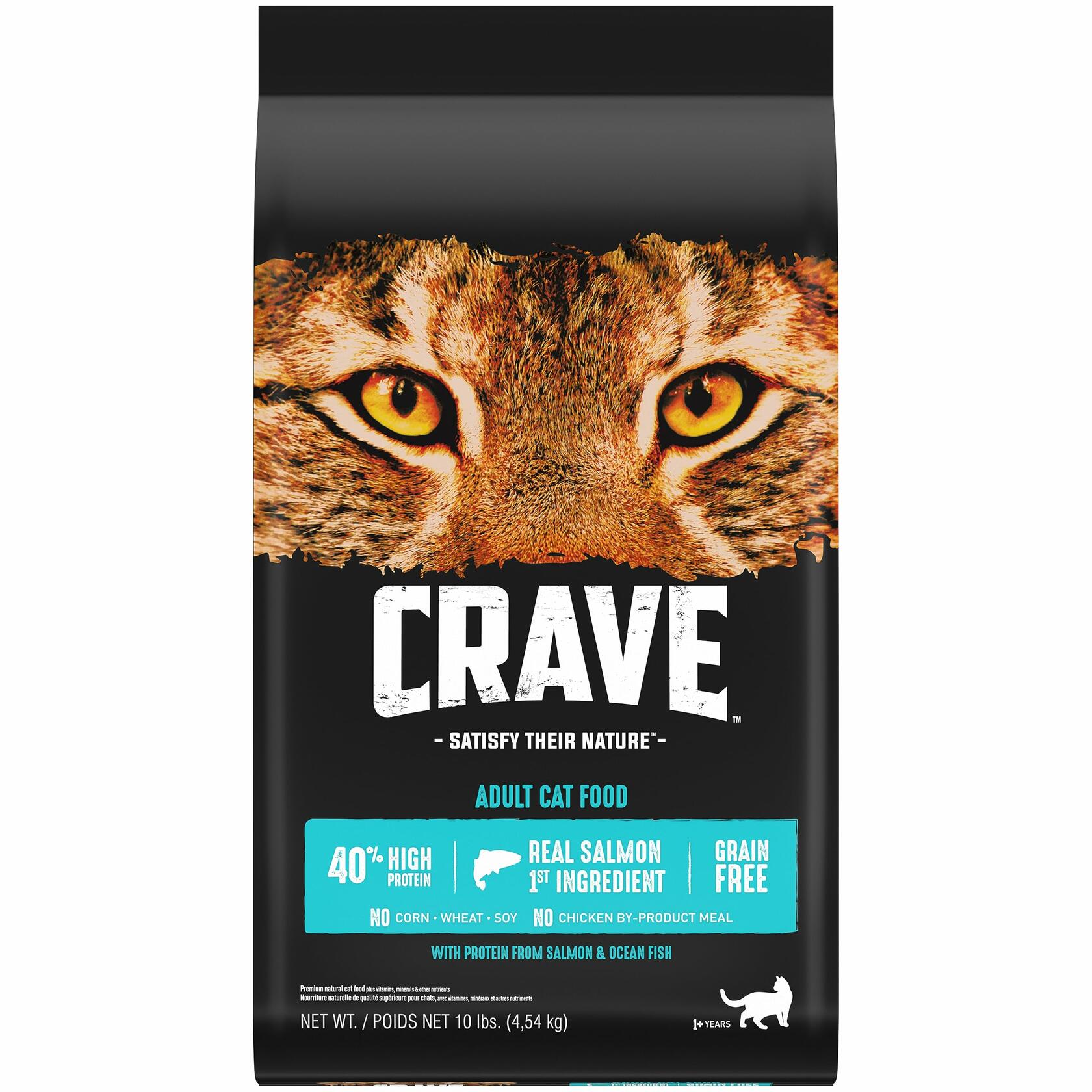 Crave Grain Free Dry Cat Food Salmon Ocean Fish Protein 10 lb Bag