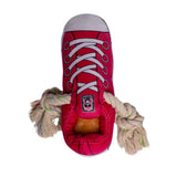 Squeaky Comfort Plush Sneaker Dog Toy – with Treat Compartment, Safe & Durable – Pink