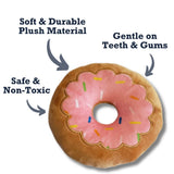 Donut Plush Dog Toy – Soft, Chewy and Cuddly, Safe & Non-Toxic, Ideal for Fetching, Tug-of-War, Gentle Chewing – Strawberry
