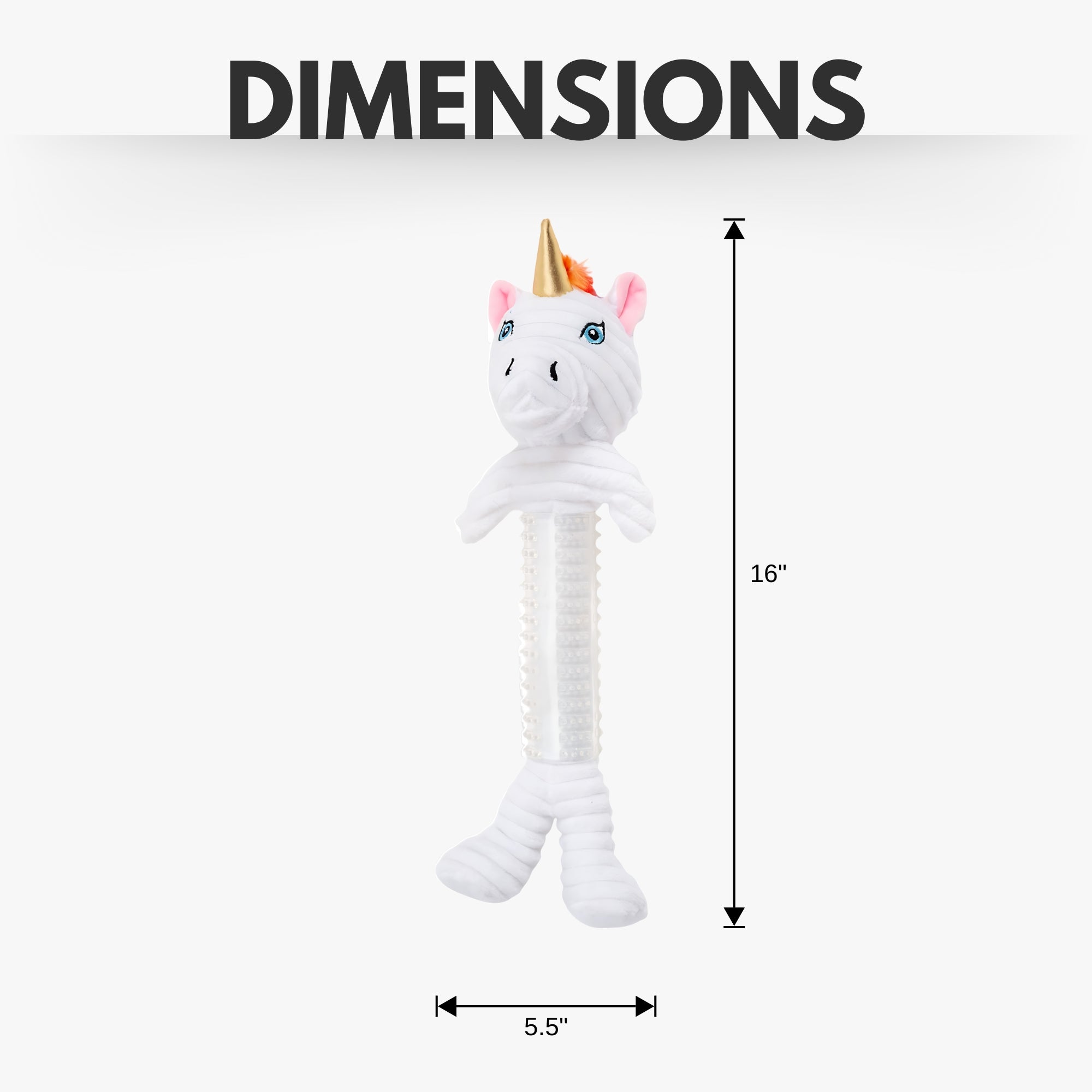 Country Living Thermoplastic Rubber Skinny Unicorn Corduroy Plush Dog Toy – with Squeaker & Crinkle Paper