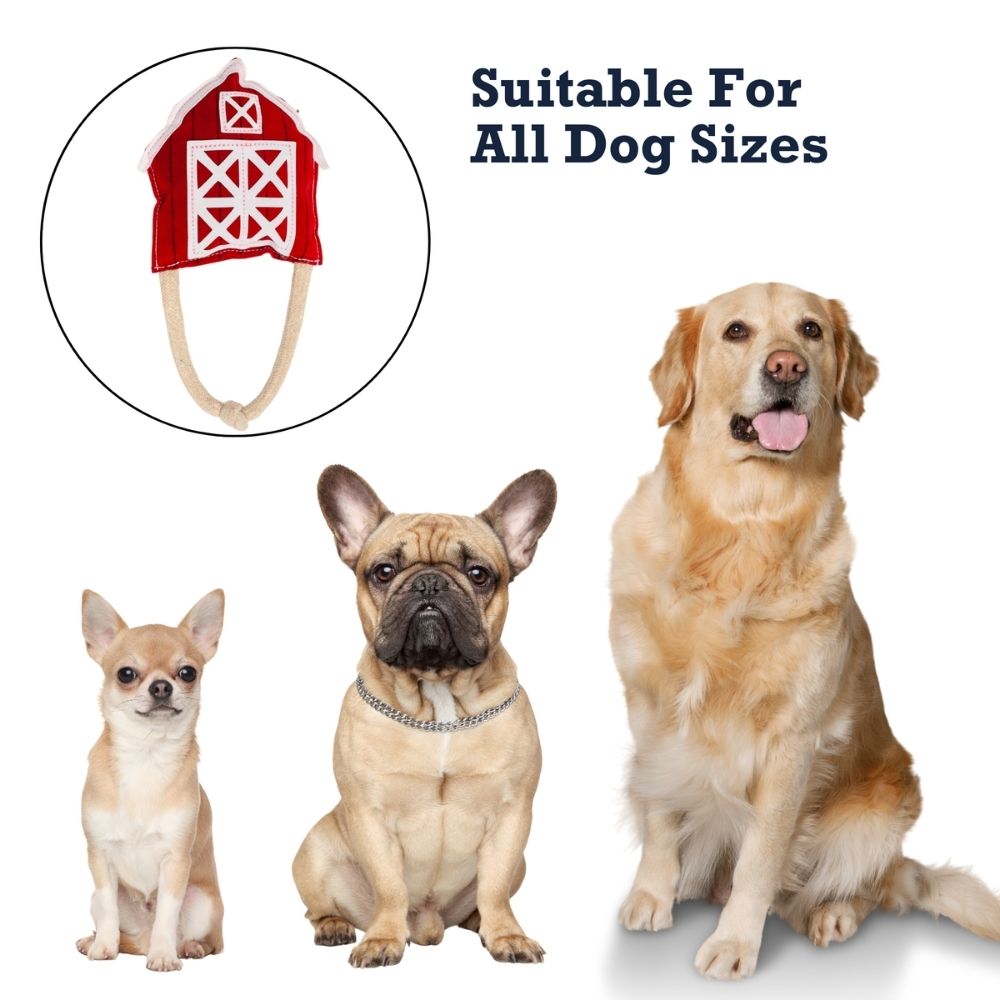Country Living Faux Leather Red Barn Dog Chew Toy – Safe, Long-Lasting, and Non-Toxic