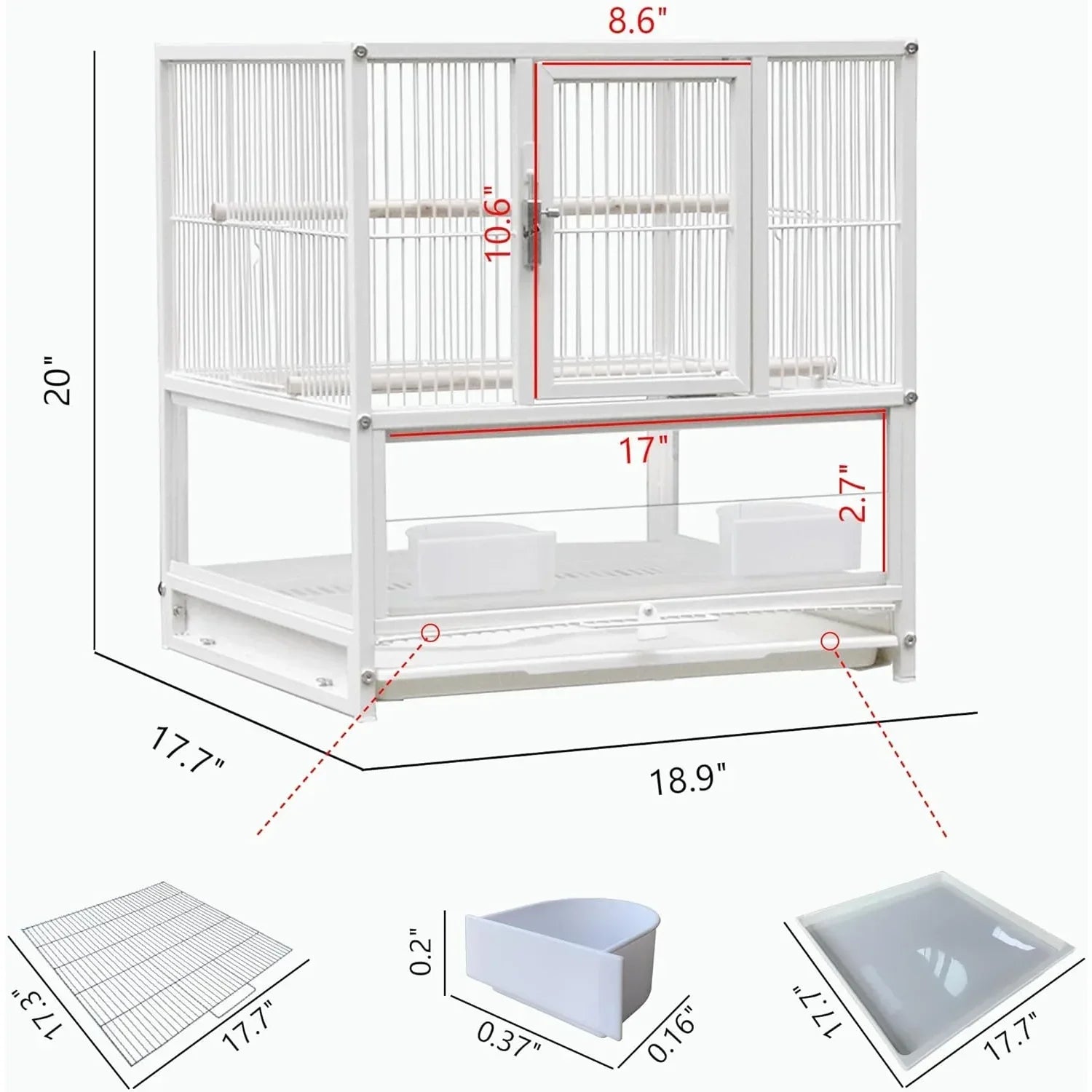DecorBites™ Wrought Iron Bird Cage for Conures, Lovebirds - 30 Inch
