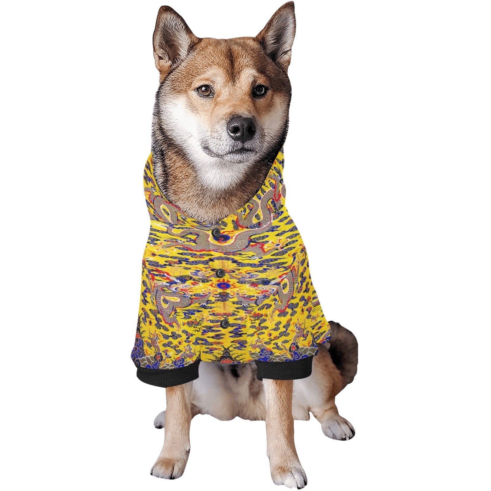 Yellow Imperial Dragon Button Hoodie
